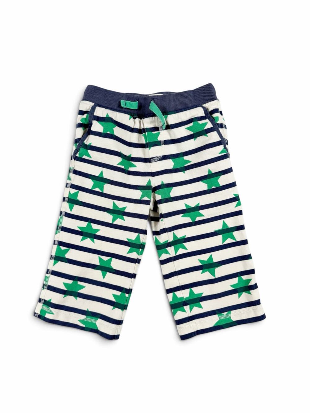 Mini Boden Jersey Baggies Shorts Green Stars Navy Stripe Boys 8 year